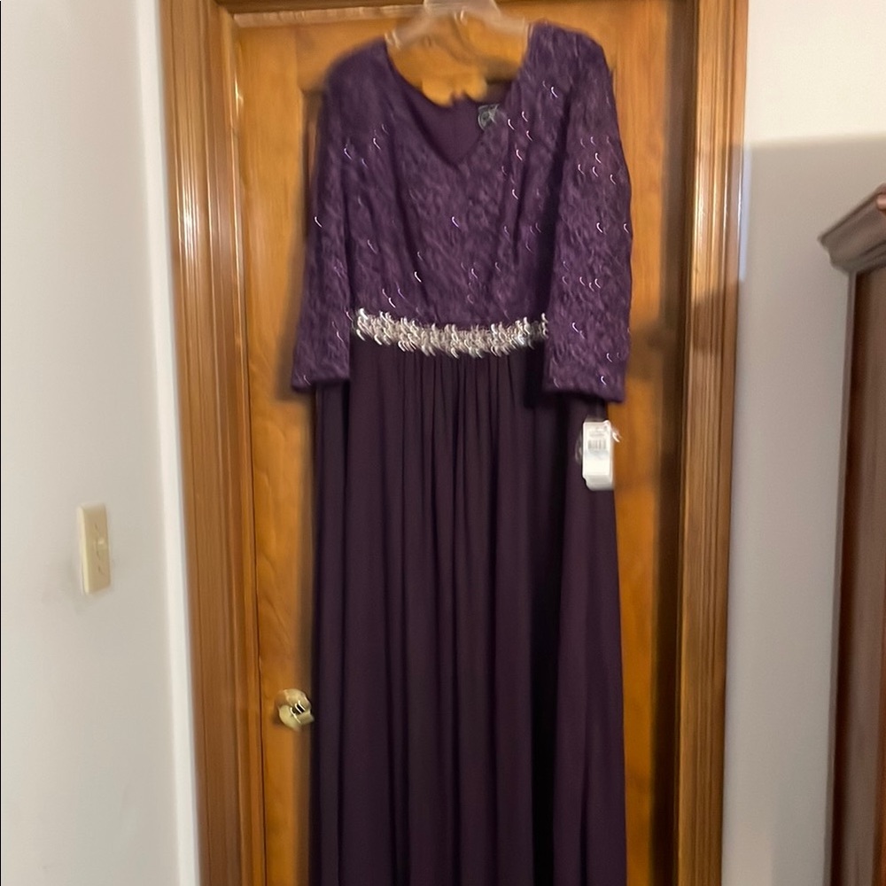 Mother of the Bride Dress:  Alex Evenings Elegant Purple Evening Gown